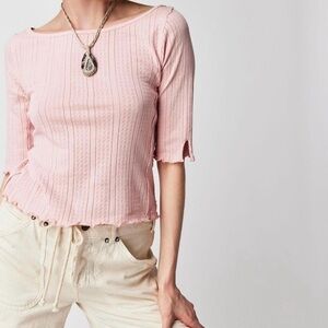 Free People "We The Free Sweet And Salty" tee in pink lotus color size XL